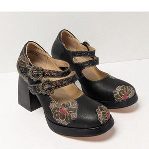 L'Artiste Salinger Mary Jane Pumps, Black Leather, Women's 38 EU (US 7.5-8)